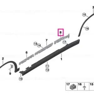 Retaining strip, sill, rear left - BMW Ofertă exclusivă
