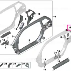 Reinforcement plate, D-pillar, right - BMW Doar azi