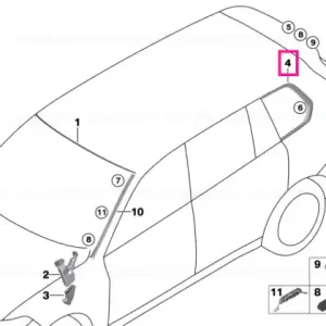 Livrare rapidă Finisher, side window, rear right SCHWARZ HOCHGLA - BMW