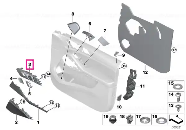 Reducere extra Door handle, inside left - BMW