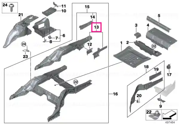 Extension, side member, lower right - BMW Noutate