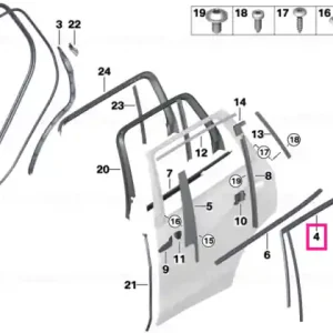 Window guide, right rear door - BMW Mai ieftin