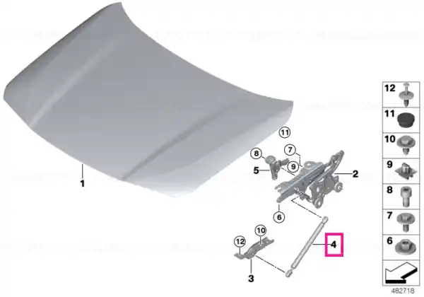 Gas-filled strut, engine-compartment lid - BMW Preț redus