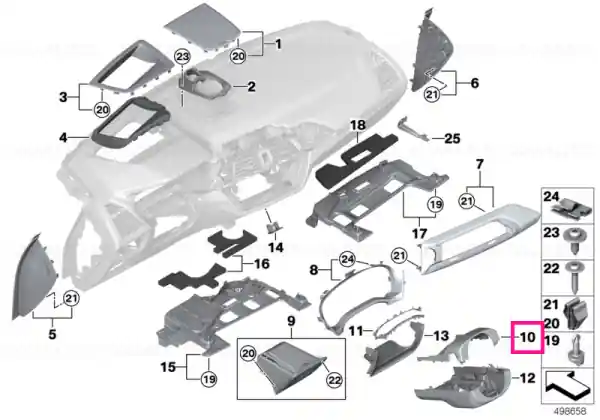 Reducere extra Panou ornamental coloana directie, superior - BMW