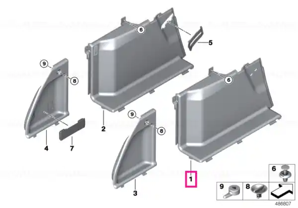 Livrare expres Trunk trim, left SCHWARZ - BMW
