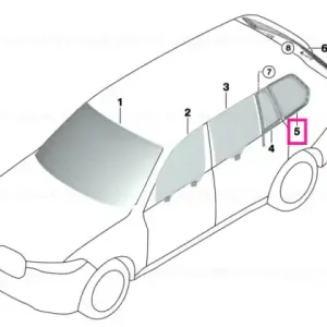 Side window, rigid, rear right SSG/VSG/DAB/TV - BMW Doar azi