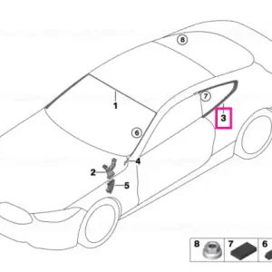 Ornament geam lateral fix stânga GLANZSCHWARZ - BMW Ofertă limitată
