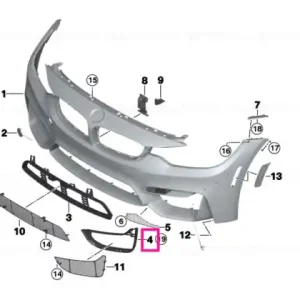 Attachment frame PROT. GRILLE LH - BMW Reducere extra