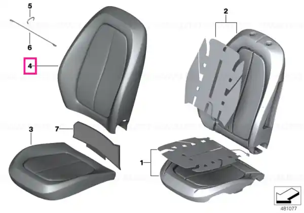 Reducere specială Capac spătar țesătură/piele, dreapta, GRANIT-BRAUN - BMW