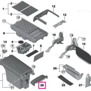 Retur ușor Capac consolă spate SCHWARZ - BMW