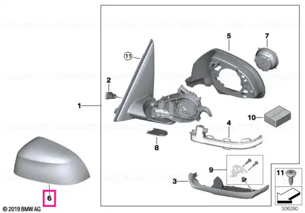 Ouside mirror shroud, Carbon, left - BMW Premium