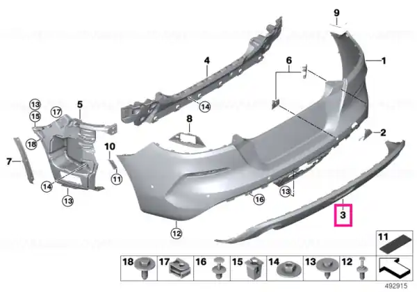 Panou ornamental bara spate jos LINES - BMW Popular
