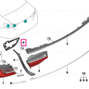 Comandă acum Garnitura lampa spate capota stanga - BMW