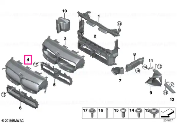 Disponibil imediat Air duct with air flap control, upper - BMW