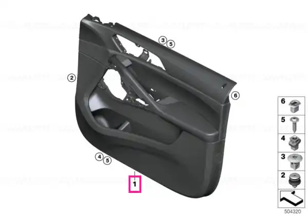 Door trim panel, front right BLACK - BMW Noutate