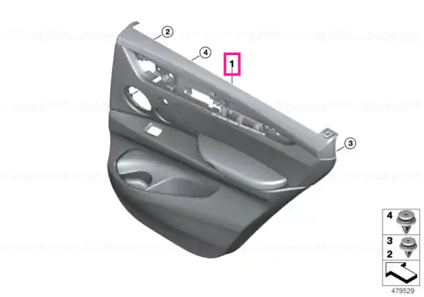 Door lining leather rear left ELFENBEINWEISS - BMW Super ofertă