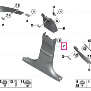 Ofertă limitată Ornament montant B piele jos dreapta SCHWARZ - BMW
