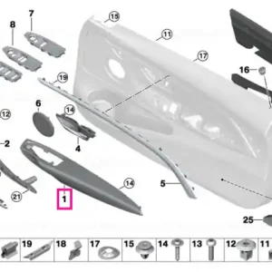 Armrest, leather, rear left SILVERSTONEGRAU - BMW Preț redus