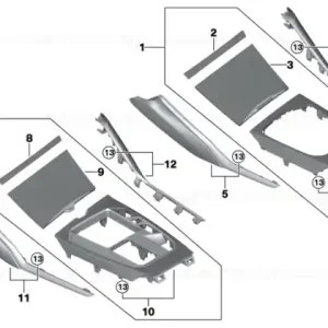 Reducere Center console trim, driver, accent chr. SCHWARZ - BMW