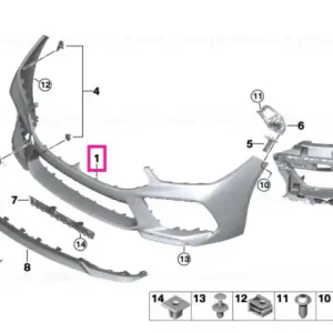 Livrare rapidă Capac ornamental bara fata grunduit -M- PDC / PMA - BMW