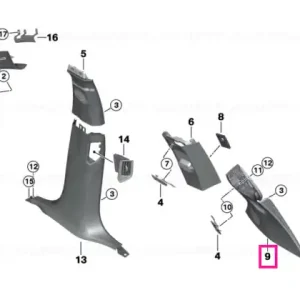 Reducere extra D-pillar trim speaker top left SCHWARZ - BMW