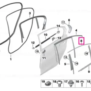 Ultima șansă Finisher, window frame, top, door rr rt CHROM - BMW