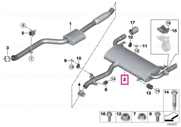 Rear silencer with exhaust flap - BMW Retur ușor