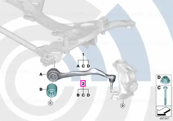 Preț redus Set reparatie bucsa hidraulica brat suspensie, punte fata, Kit Value Parts - BMW Seria 1 F20 F21, Seria 2 F22 F23, Seria 3 F30 F31 F34 F35, Seria 4 F32 F33 F36