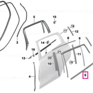 Reduceri Window well strip, outer, door, rear lft ALU MATT - BMW