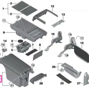 Preț mic Armrest, rear console SCHWARZ - BMW