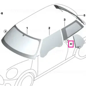 Side window with pillar guide, rear rgt - BMW - Mini Mai ieftin