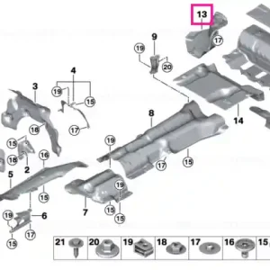 Livrare expres Heat insulation, rear silencer, right - BMW