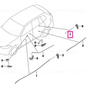 Optical conductor,door opener,rear right - BMW Popular