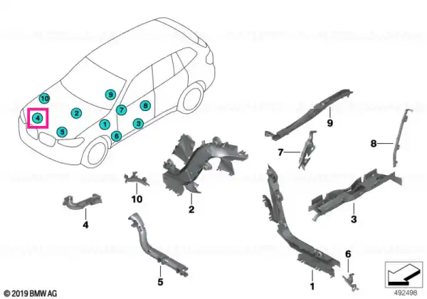 Preț redus Canal cablu, element lateral EPS - BMW