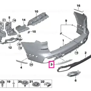 Cel mai vândut Protective rubber strip,rght rear bumper - BMW